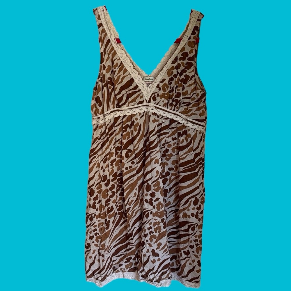 Vtg NEIMAN MARCUS Kay J's by Kay Unger BROWN ANIMAL PRINT NIGHTGOWN SIZE MEDIUM